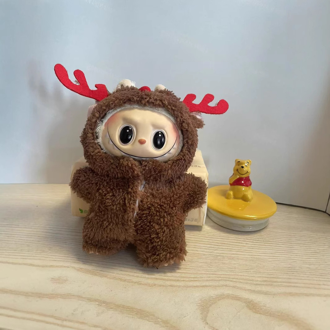 "Baby Clothes Only" 17cm Rab Cloth Pendant Christmas Deer Newspaper Labubu Clothes Cloak Sweater Wholesale