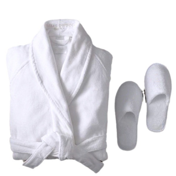 Five-star Hotel Bathrobe Hotel Homestay Nightgown White Cotton Terry Waffle Cut Velvet Hotel Bathrobe
