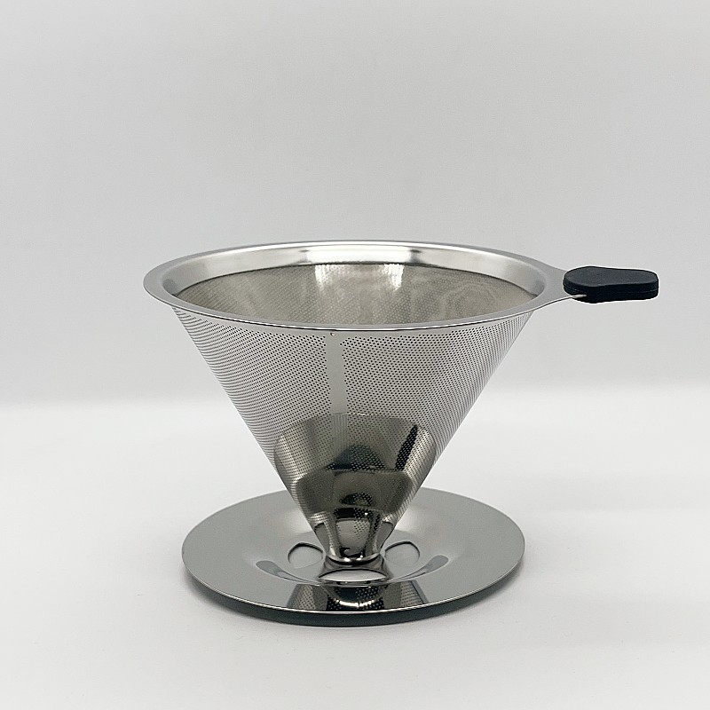 Factory Direct supply 304 stainless steel double-layer coffee filter screen hand coffee funnel filter-free paper drip filter