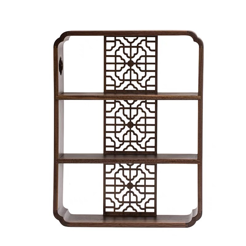 New Chinese-Style Antique Shelf Desktop Black Walnut Special Small Tea Set Storage Rack Solid Wood Tea Cup Holder Tea Table Organizer