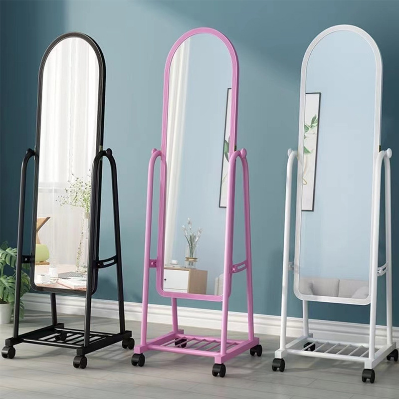 Simple Dressing Mirror, Floor-To-Ceiling Mirror, Full-Length Mirror, Fitting Mirror, Movable Clothing Store, Modern Three-Dimensional Large Mirror, Bedroom