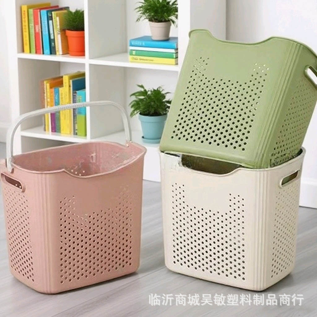 Japanese Large Hand-held Dirty Clothes Basket Household Plastic Dirty Clothes Basket Printing Clothes Toy Sundries Storage