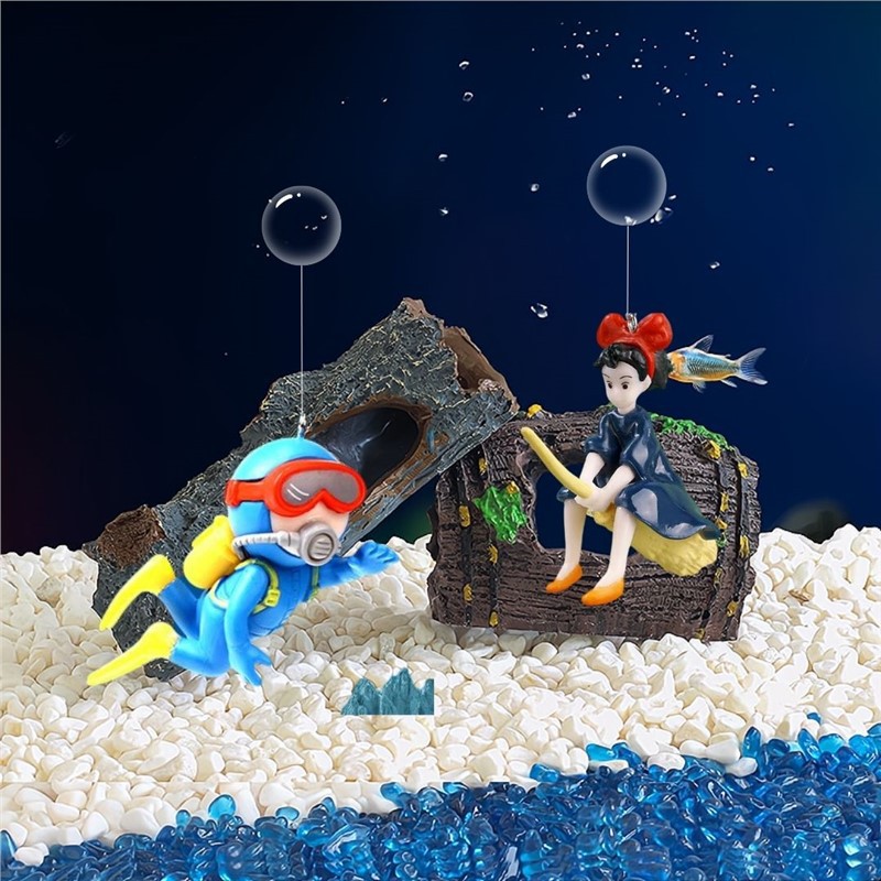 Landscape Ornaments Diver Fish Tank Landscaping Plastic Crafts DIY Decorative Accessories Cartoon Desktop