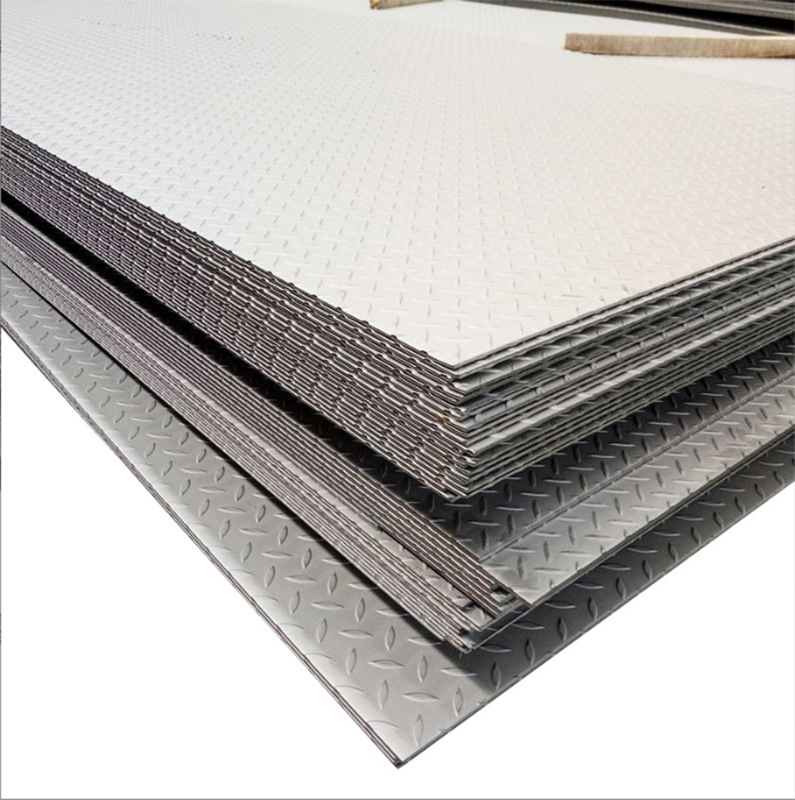 Galvanized Pattern Plate Stair Tread Anti-Slip Pattern Plate L-Shaped U-Shaped Z-Shaped Steel Plate Iron Plate Cover Ready for Processing Straight Hair