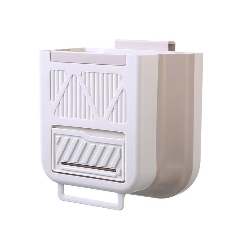 Cream Wind Wall-Hanging Trash Bin Thickened Foldable Large Capacity Cabinet Kitchen Storage Bin Household Kitchen Trash Bin