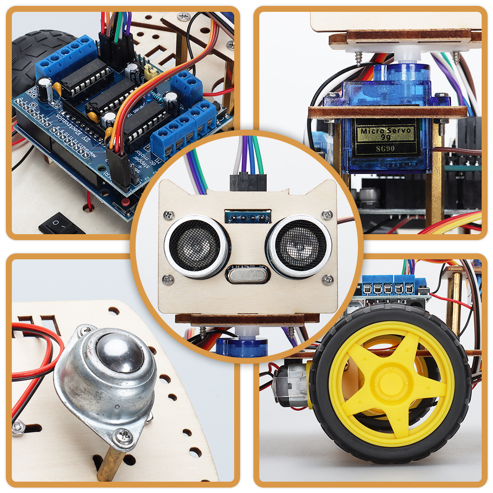 Compatible with arduino smart car programmable two-wheel ultrasonic obstacle avoidance DIY painting car robot kit