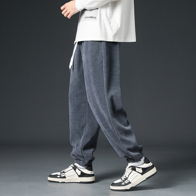 вельветовые брюки с завязками на щиколотках флисовые спортивные брюки мужские осень новая мода свободные широкие брюки