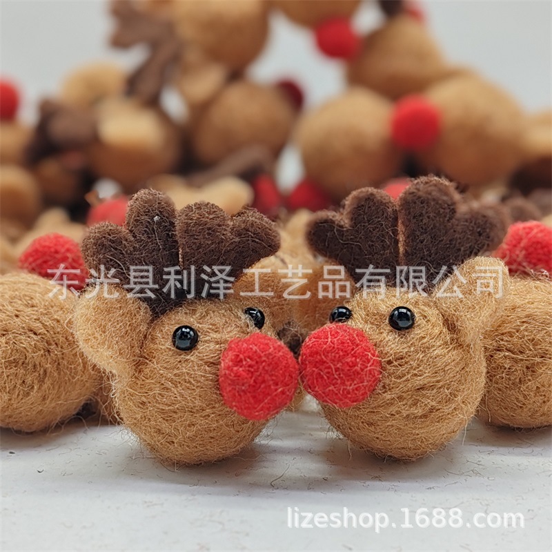 Wool felt elk head Christmas deer pendant wool felt poke animal finished product Children DIY Christmas tree accessories