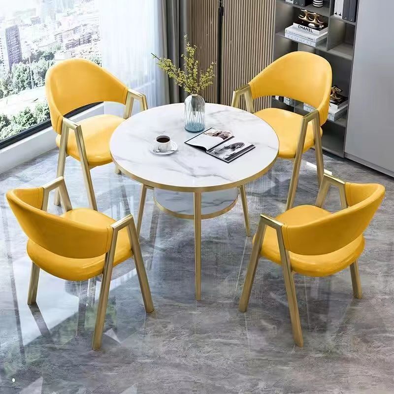 Italian Light Luxury Reception Table and Chair Combination Sales Office Negotiation Rest Table and Chair Commercial Modern Simple Office Small Round Table