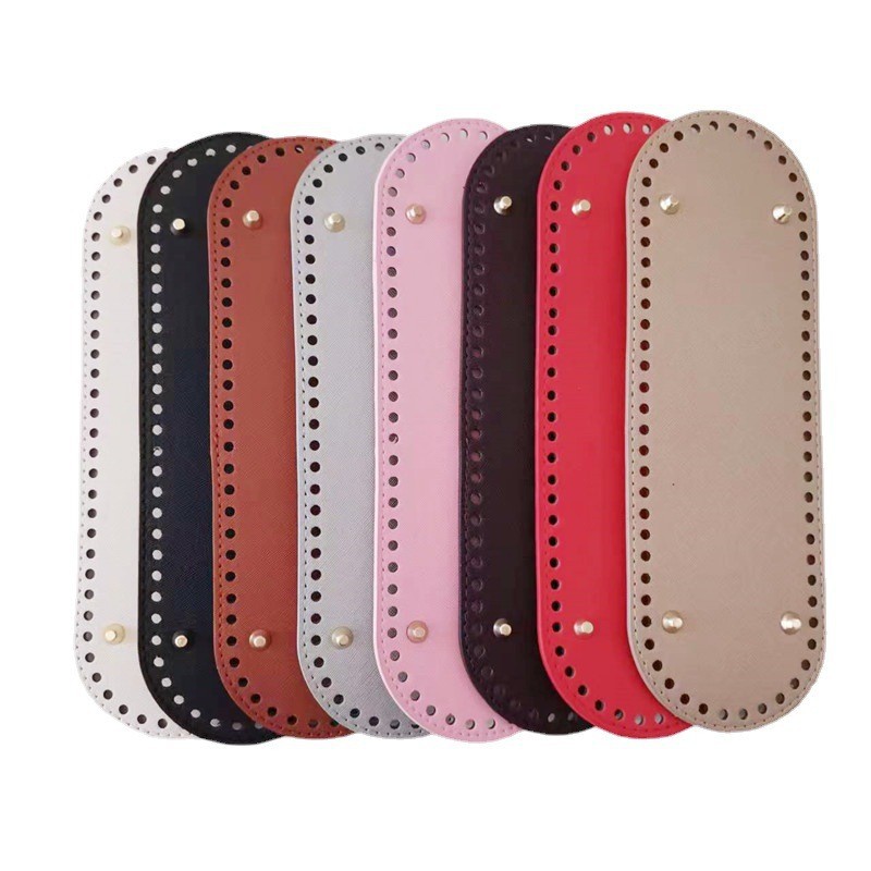 Luggage Hardware DIY Hand-Woven Bag Bottom Pu Cross Pattern 30*10cm Oval Base Accessories Wholesale