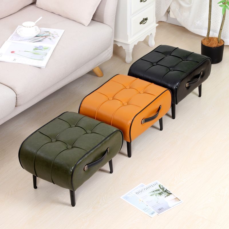 Solid Wood Portable Sofa Stool for Home Use, Shoe-Changing Stool, Light Luxury Small Low Stool, Soft Cushion Stool, Foldable Outdoor Chair