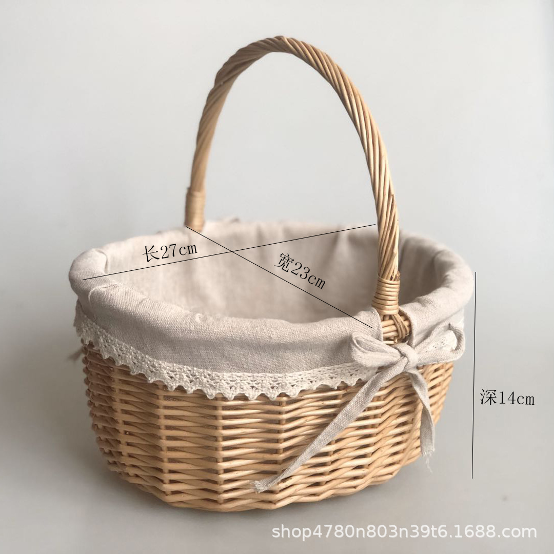 Wholesale Rattan and Straw Woven Baskets for Flowers, Dried Flowers, and Arrangements; Small Gift Baskets for Flower Girls and Wedding Hand-Held Wicker Baskets