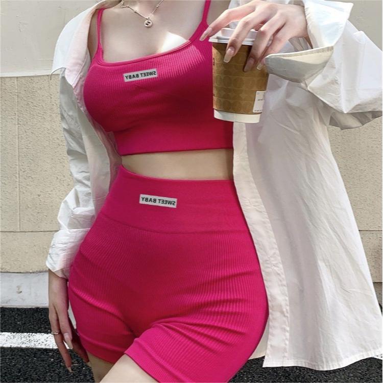 Cross-border Hot Selling Women's Yoga Sports Vest suit Casual High Stretch Vest Bodywear Fitness Two-piece Set