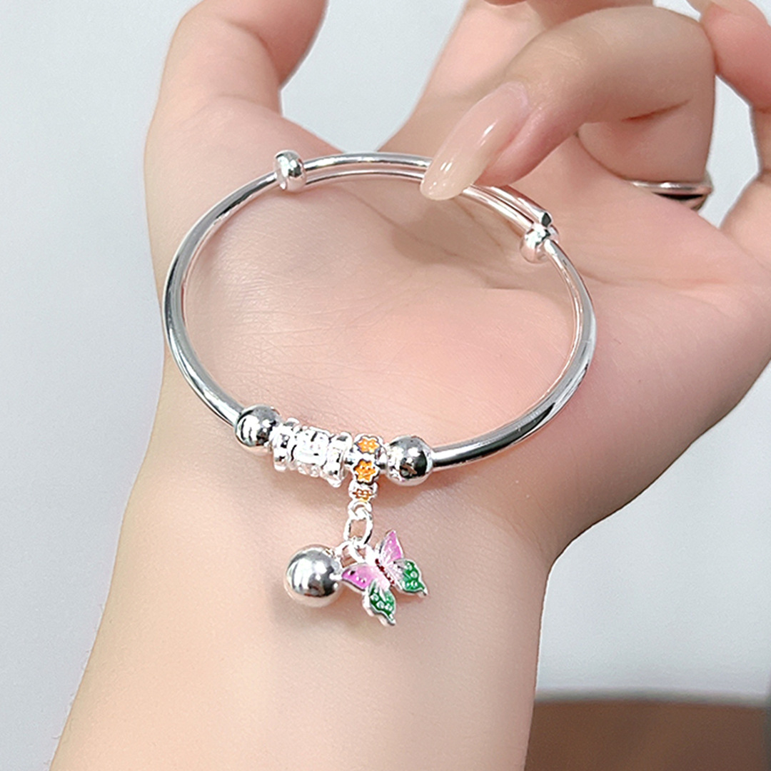 Baby Anklet Foot Silver 9999 Sterling Silver Anklet Full Moon Baby Children Bracelet Children Jewelry Year One Birthday Gift