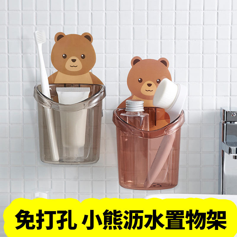 Настенный держатель для кружки медведя, дренажный держатель для зубной щетки