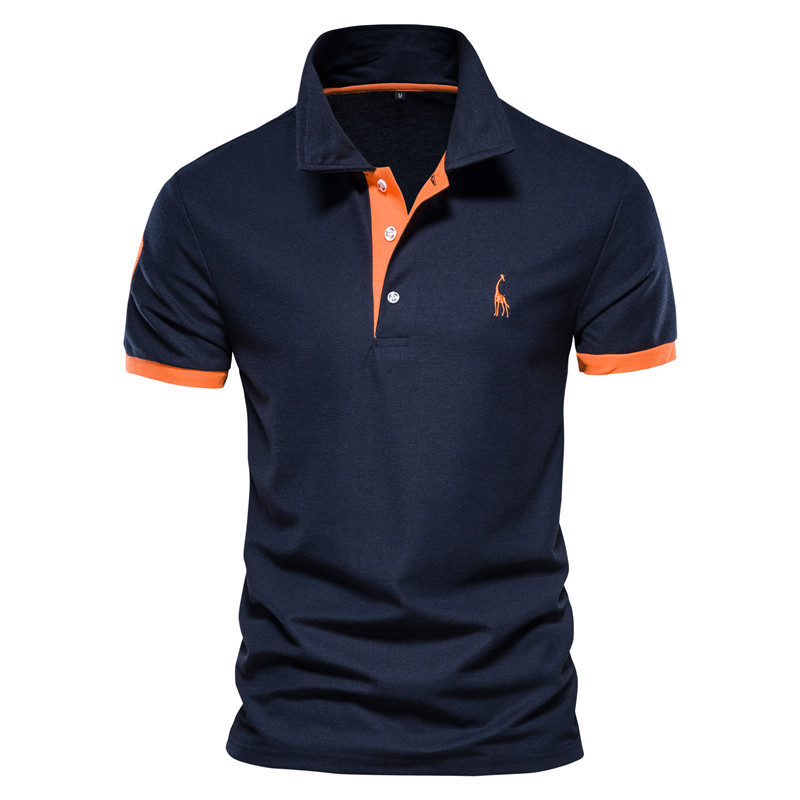 Cross-border explosions men's deer embroidery polo shirt short sleeve Zhu di mesh lapel men's T-shirt wholesale