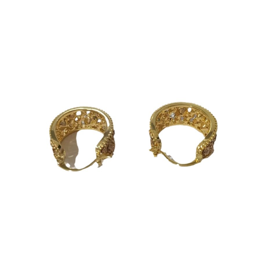 French Retro Exquisite High-end Sense Full Zirconium Ring Ear Buckle Niche Design Entry Luxury Niche Celebrity Style Fashion Earrings