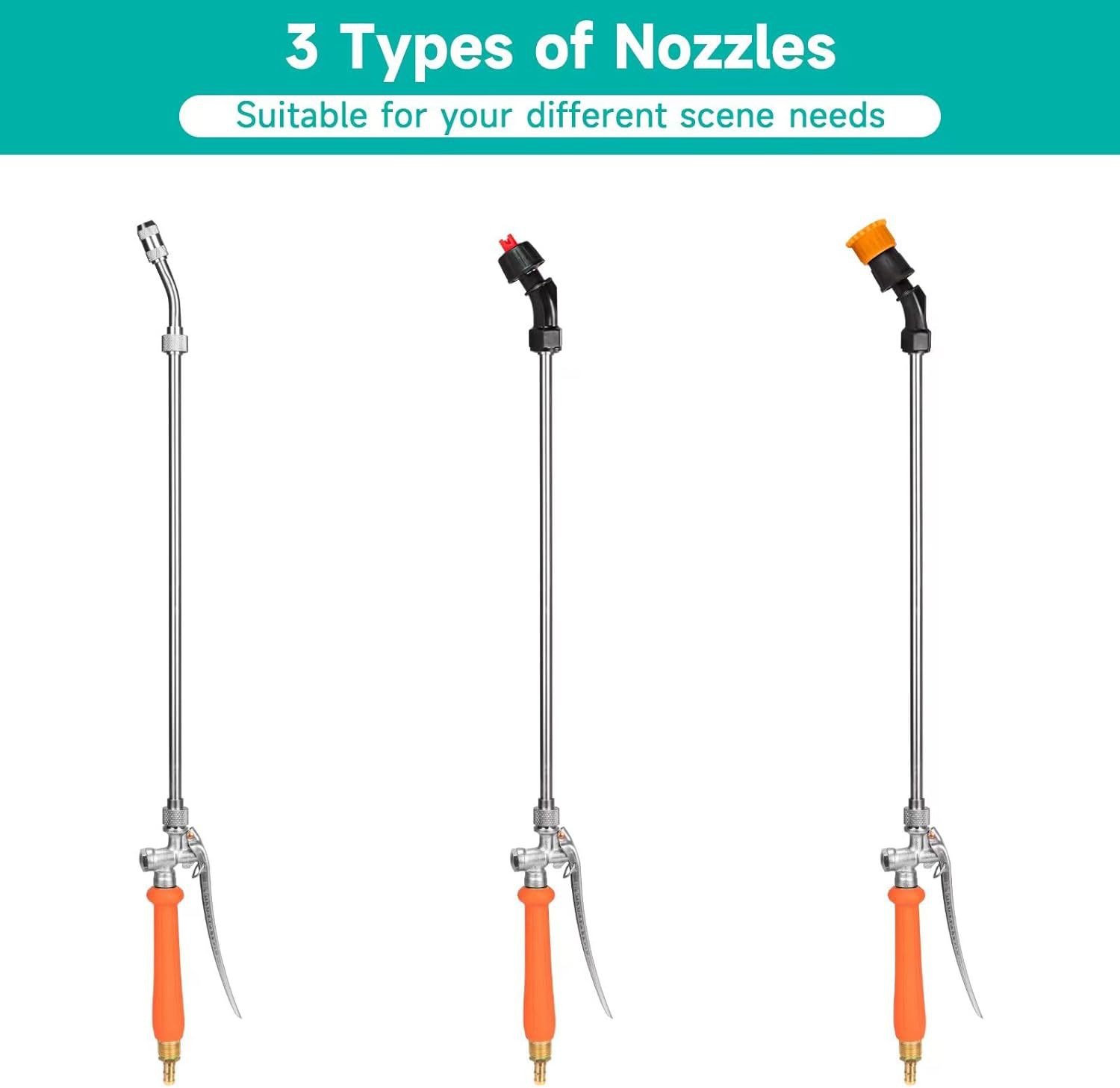 All Metal Sprayer Wand with 3 Types of Nozzles, Fan Nozzle R