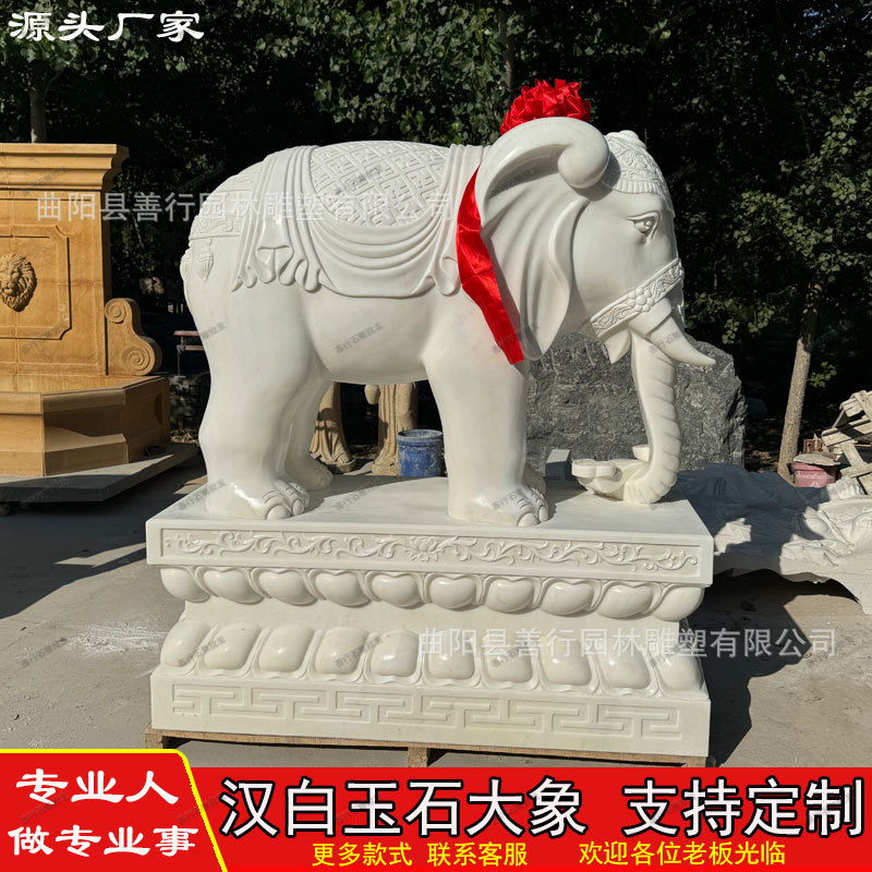 Pair of Carved Stone Elephants in White Marble, Bluestone, and Granite for Outdoor Hotel Courtyard Entrance Decoration