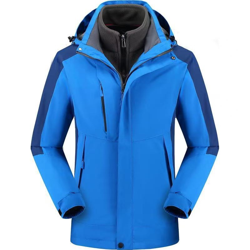 Three-In-One Custom Winter Outdoor Water-Repellent Detachable Thickened Jacket Workwear with Embroidered Logo
