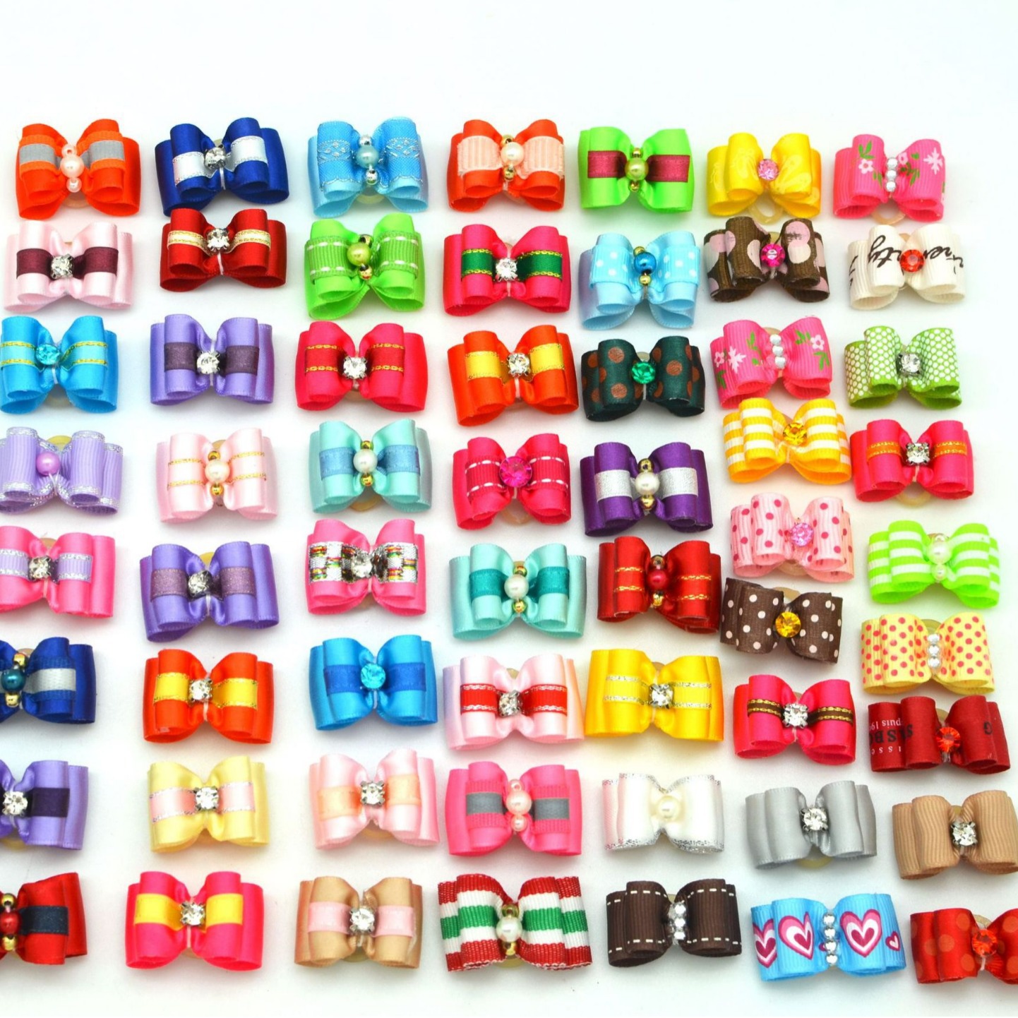 Bow Pearl Pet Rubber Band Hair Accessory Teddy Bichon Dog Cat Fashion Pet Head Flower Ready Stock