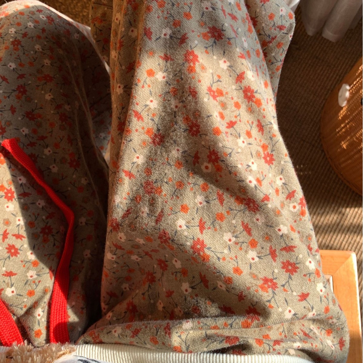 Autumn and Winter New Twilight Flower Cotton Scrub Loose Home Trousers