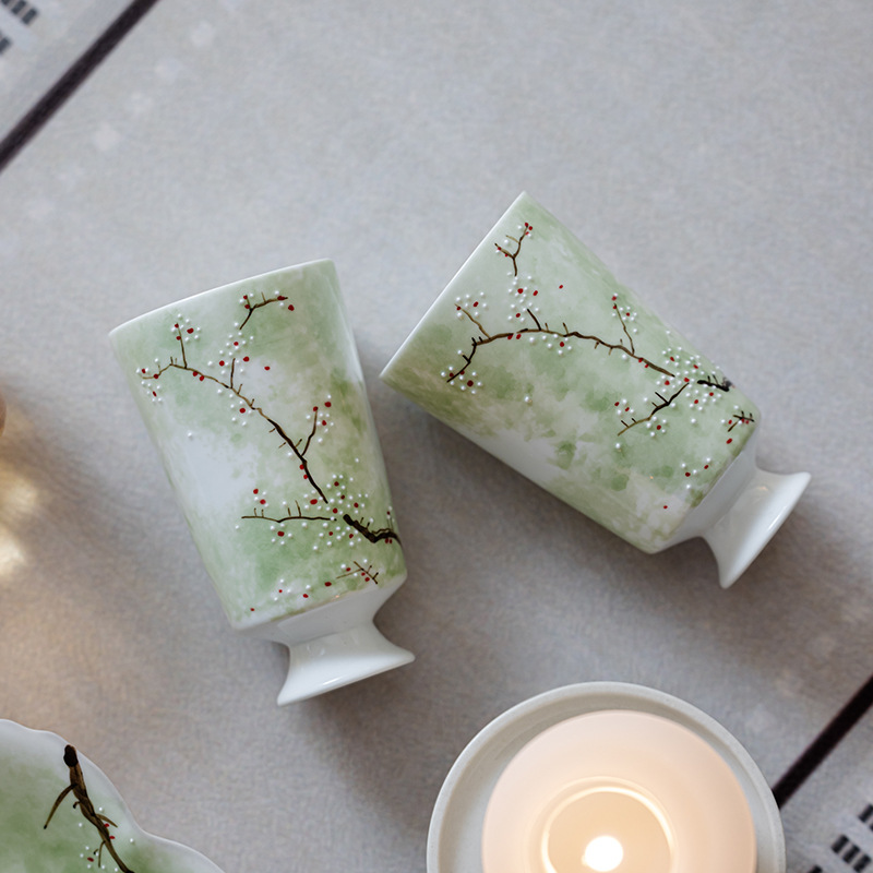 Hand-Painted Ceramic Tall Fragrance Cup, Exquisite Master Cup, Single Cup, Household Tea Cup, Personal Cup, Kung Fu Tea Set, Tea Cup