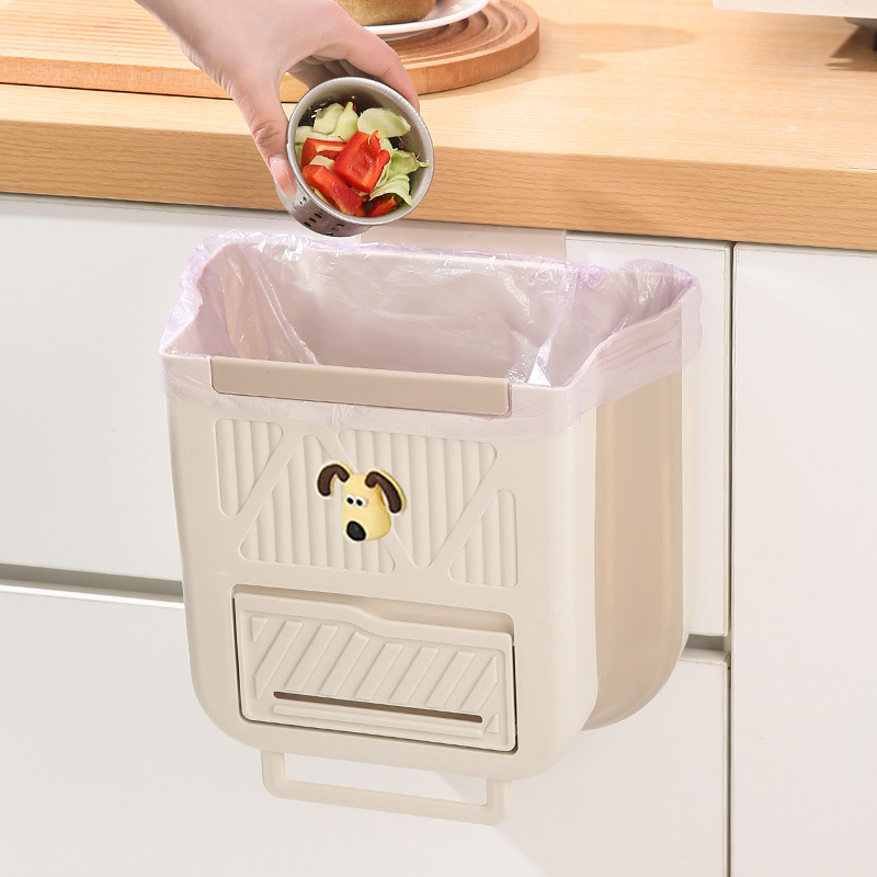 Thickened Foldable Kitchen Hanging Trash Can, Household Cabinet Door Storage Basket, Kitchen Waste Sorting Bin Wholesale