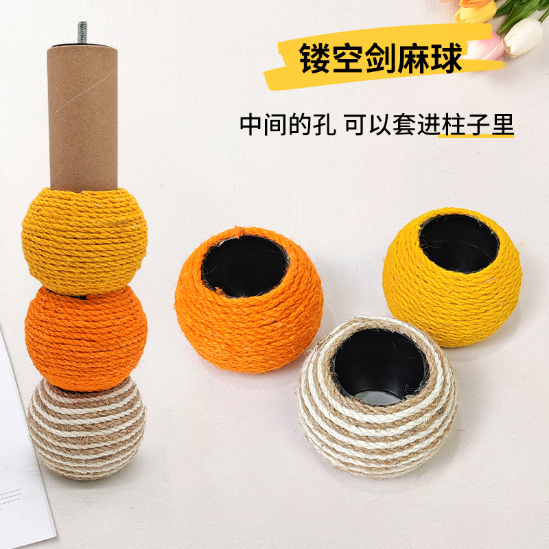 Cat Scratch Board Cat Toy Wooden Cat Scratch Ball Grinding Claw Hand Winding Sisal Rope Cat Climbing Rack Durable Cat Scratch Pet Supplies