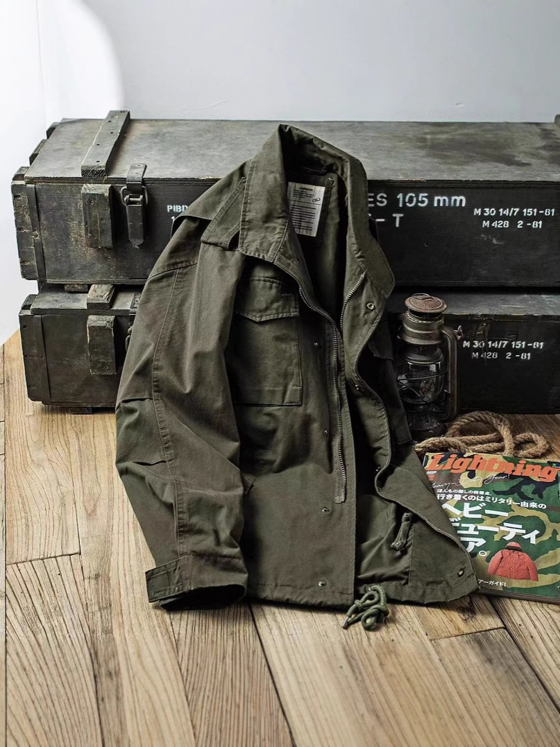 Upgraded AliExpress Independent Station wish American Heavy Industry Retro Tooling Jacket Men's Long Sleeve Loose Jacket D017