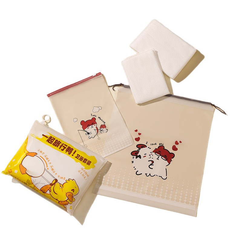 Travel Bathroom Supplies Disposable Supplies Bath Towel Towel Toilet Mat Storage Bag Travel Business Trip Hotel Six-Piece Set