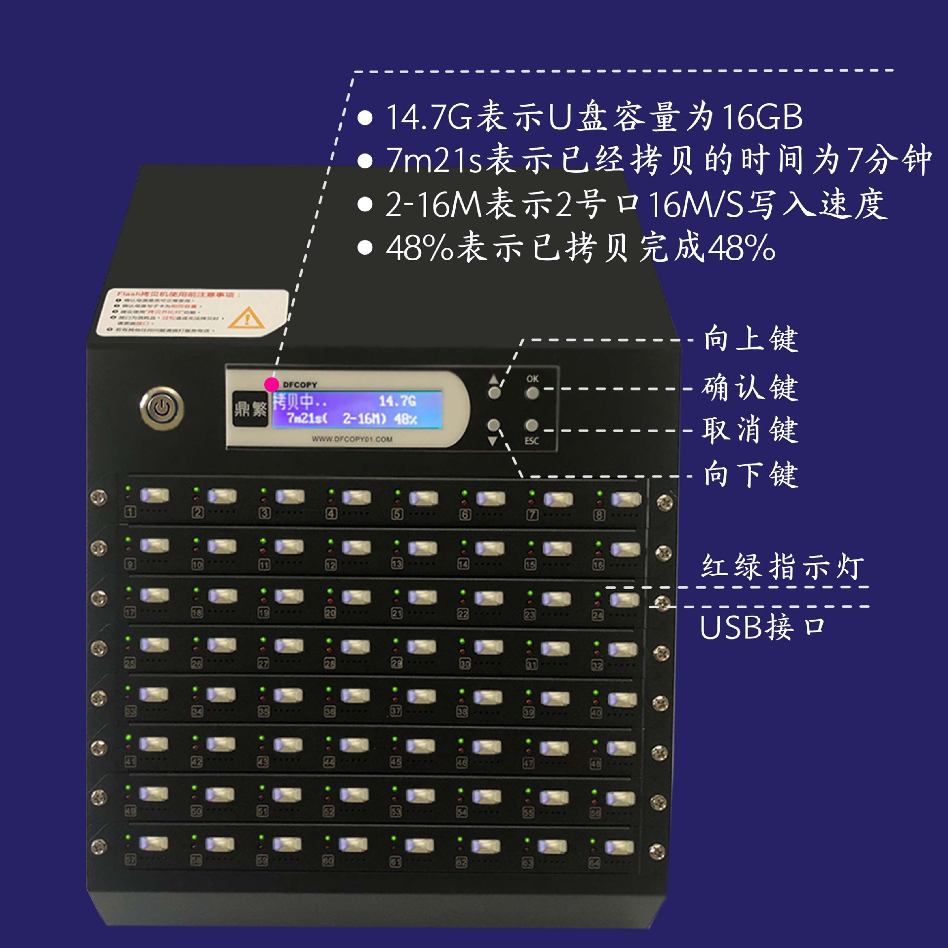 Dingfan USB Copy Machine One to 63 Copy and Encrypted Car U System Disk Mobile Hard Drive 1.5Gb/Minute