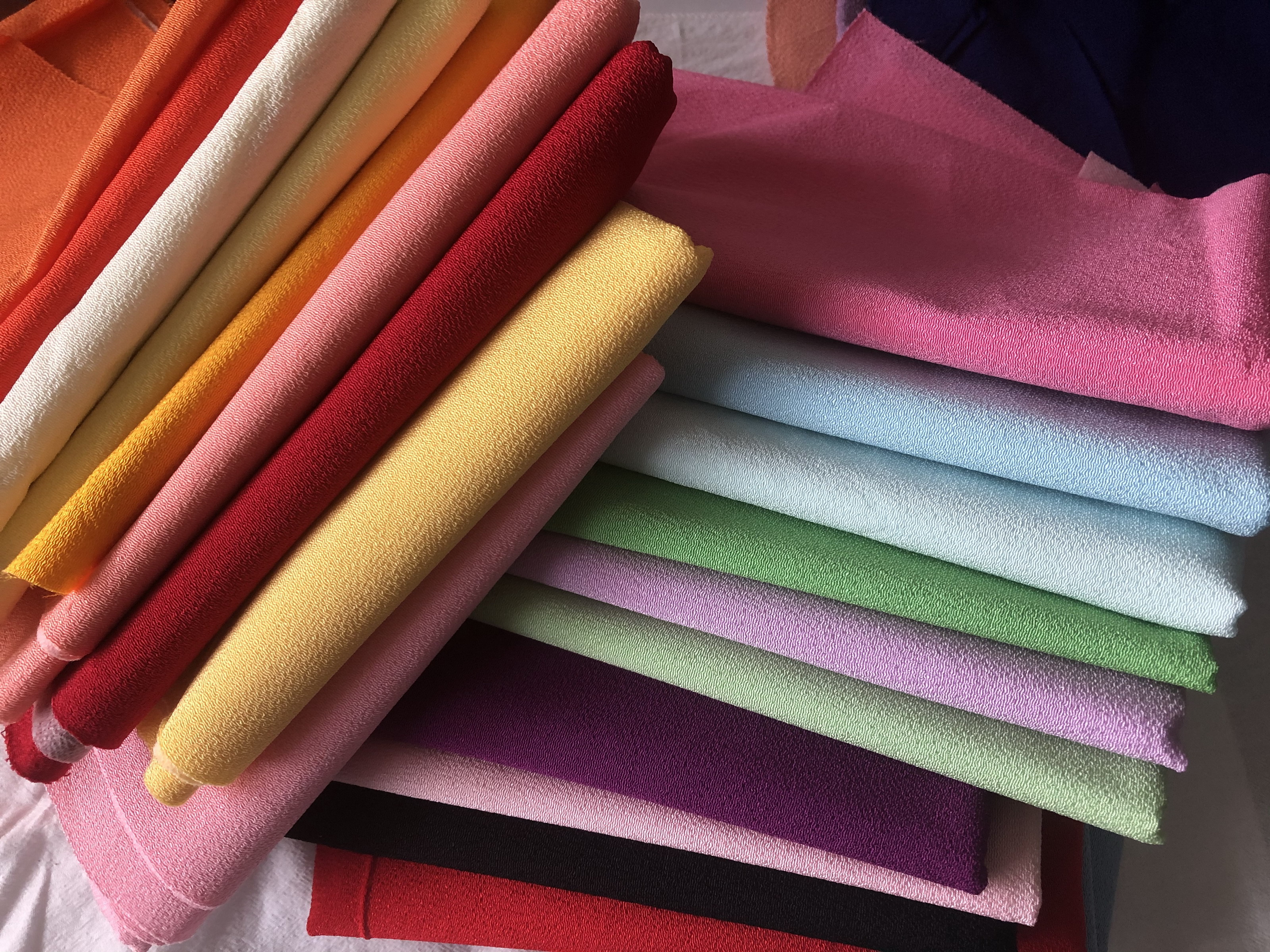 (Half Meter Lined) Japanese Crepe Fabric Pure Color Crepe Handmade DIY Crepe 60Cmx120Cm Without Tutorial