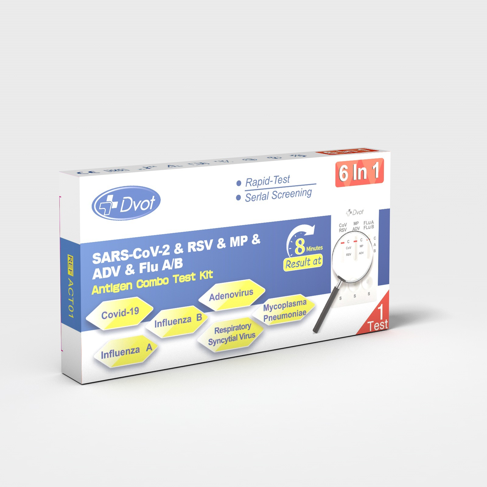 DVOT Six-in-One Cross-Border English Version 6 Joint Inspection Antigen Test Kit Exported to Hong Kong and Macao Self-Test