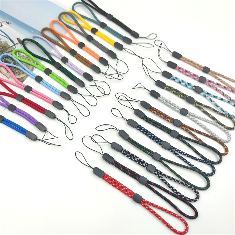 Mobile Phone Lanyard Short Hanging Rope Adjustable Solid Color Nylon Round Rope Key Bluetooth Speaker Intercom Short Hanging Rope Hand Rope