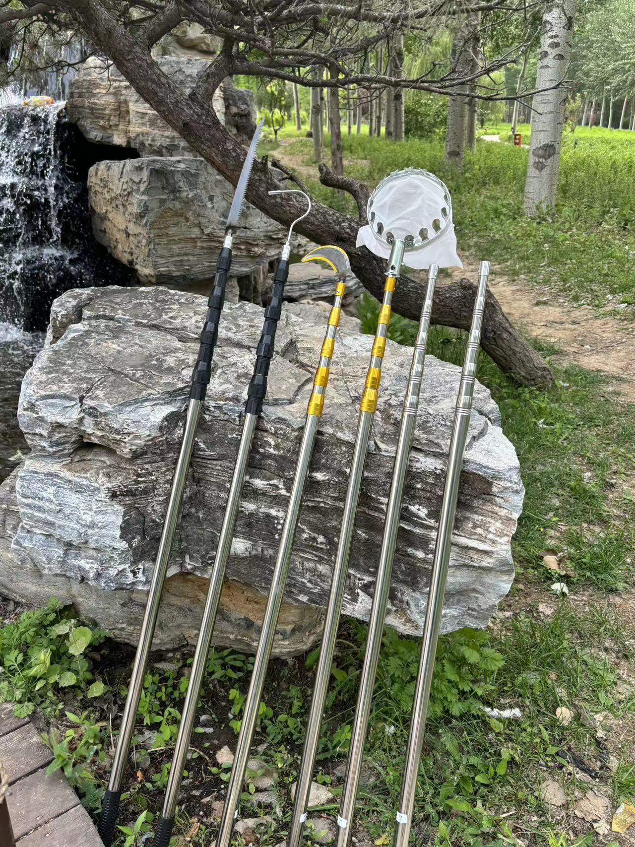 Manufacturer's Fruit Picking Knife and Hook Saw Four-piece Set Stainless Steel Net Copy Pole Gold Telescopic Pole Thickeneded Telescopic Positioning