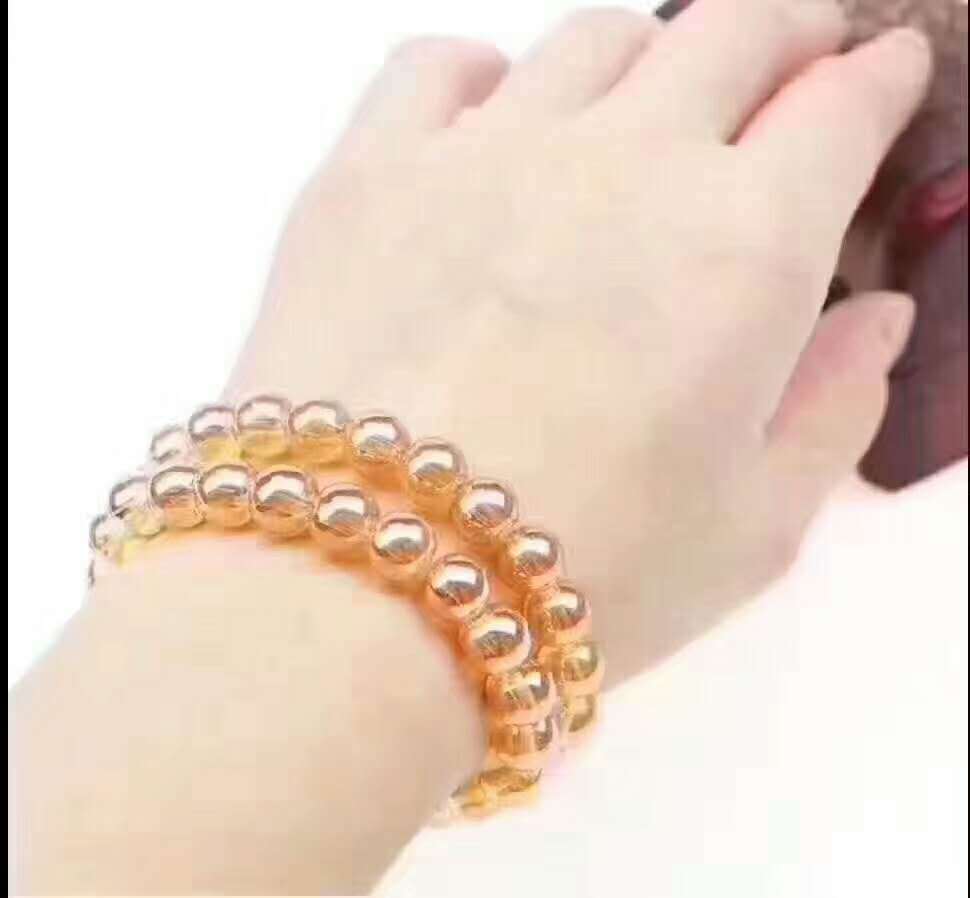 Anti-abrasion Scratch Glass Beads Buddha Beads Bracelet High-Grade 8mm Champagne Color Bracelet Anti-discoloration Crystal Bracelet