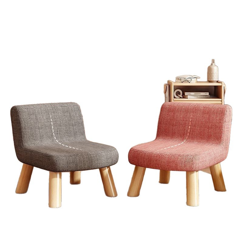 Kajie Living Room Low Stool Cute Fabric Bench Removable and Washable Shoe Stool Kidsren's Backrest Small Solid Wood Stool Home