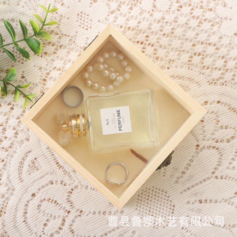 Spot Yongshenghua glass lid small wooden box wooden packaging box hand-in-hand gift candy gift box wooden box gift box wholesale