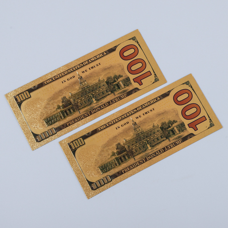 Special 100Pet Plastic Gold Foil Commemorative Banknote Gold Foil Currency Colorful Double-Sided Colorful Printing Commemorative Banknote Commemorative Coin Customization