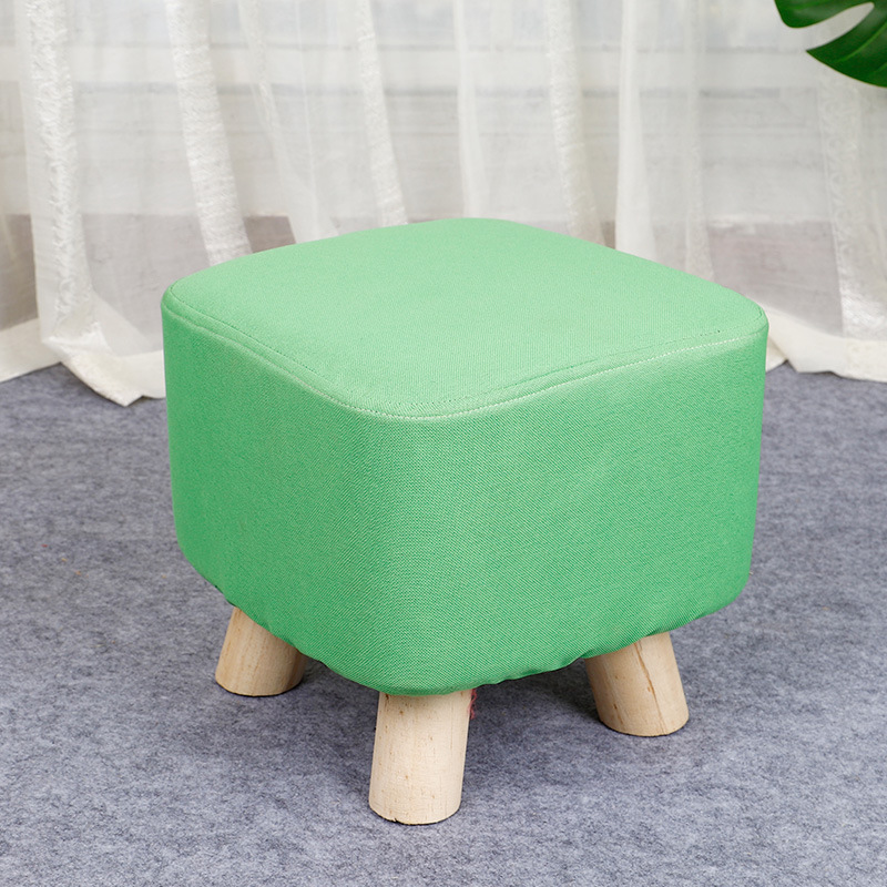 Solid color fabric stool shoes changing stool small wooden stool sofa stool solid wood square stool activity gift stool printable logo