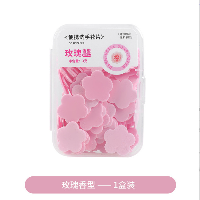 Disposable Portable Hand Washing Tablets, Student Outdoor Antibacterial Hand Washing Tablets, Travel Mini Petal Soap Tablets Boxed