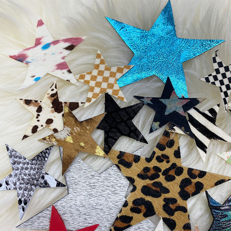 (125-190) horse hair leather five-pointed star leather standard leather brand leather stickers diy leather clothing shoes bags accessories
