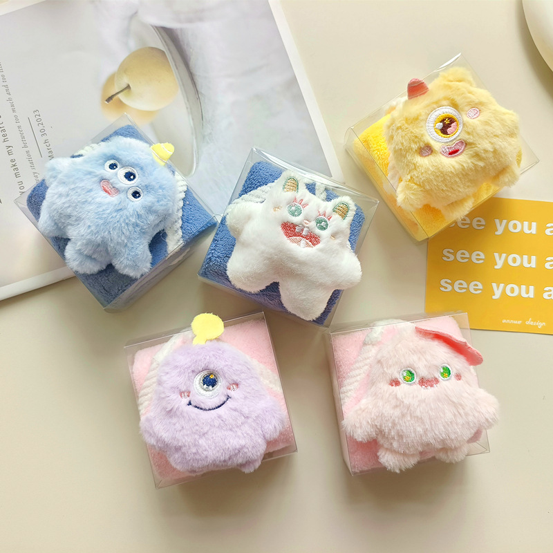 Мультяшный монстр с одним глазом, большими глазами и большим ртом, странное полотенце, детское полотенце для мытья, квадратное полотенце для детского сада