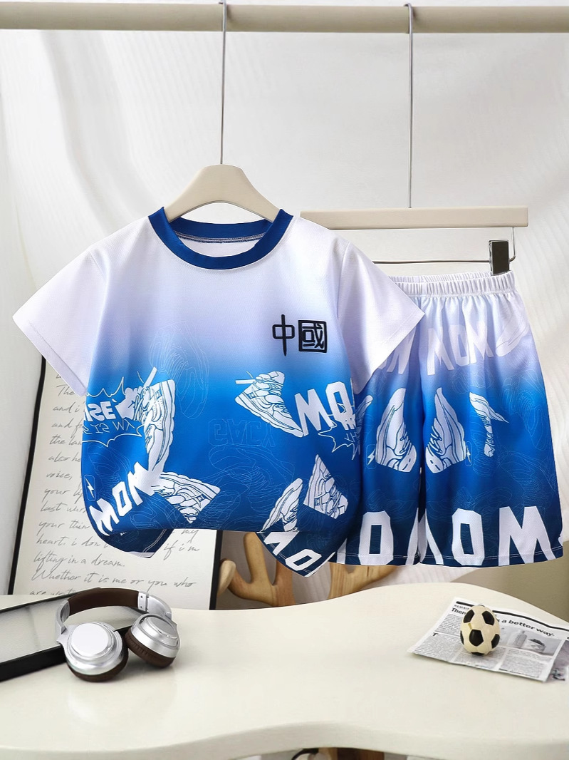 Factory direct supply handsome quick-drying basketball suit short-sleeved suit children's baby clothes for boys and girls outdoor sportswear