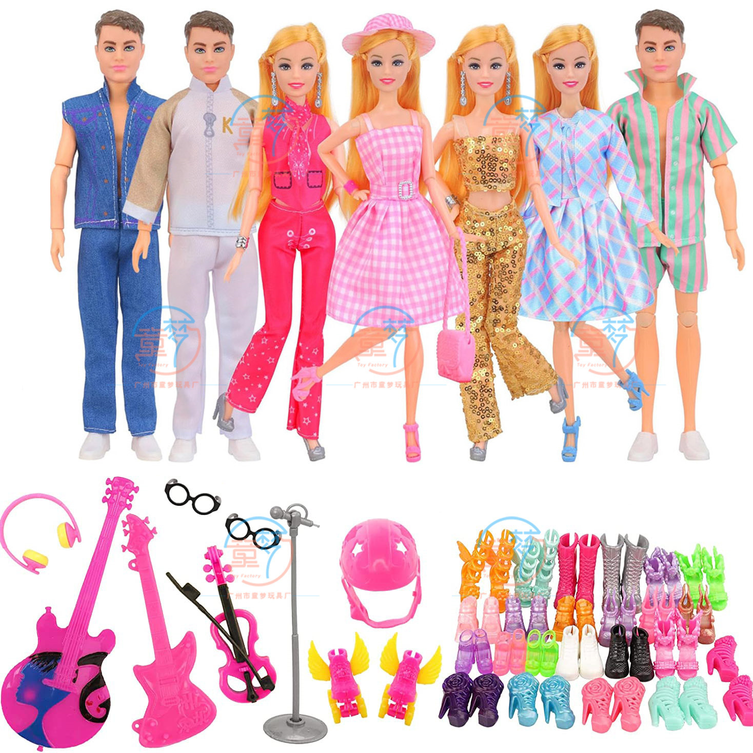 32-Piece Set of Barbie Doll Clothes, Shoes, and Accessories for Girls, Cross-Border Amazon 42Pcs