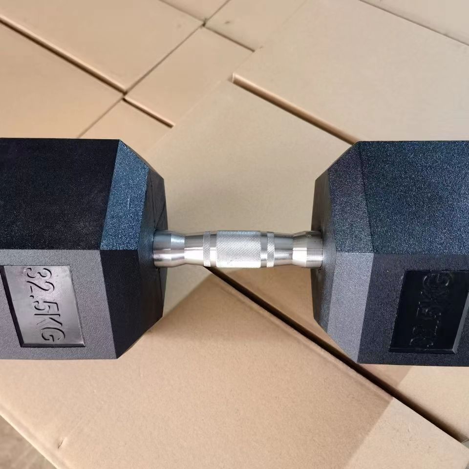 Iron core hexagon coated dumbbell home fitness equipment 2.5-50kg weight coated pure iron gym fixed