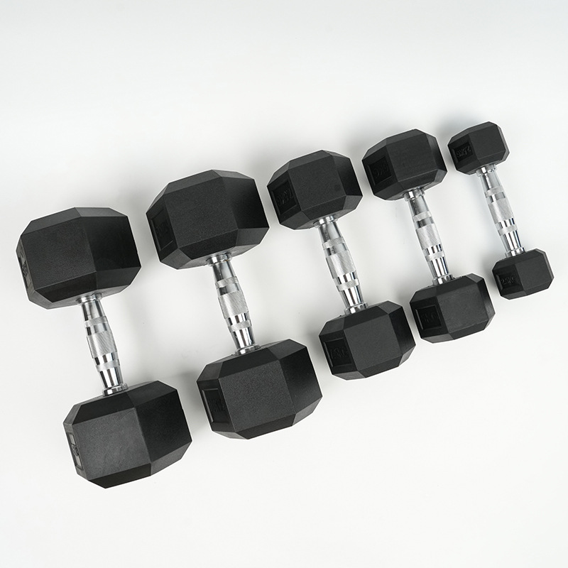 Cross-border wholesale hexagonal fixed dumbbell plastic commercial gym private training arm strength cast iron plastic dumbbell
