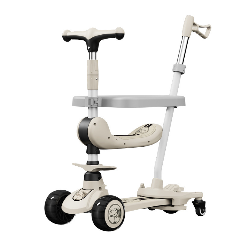 Wholesale gift folding children scooter 2-8 years old three wheel flash baby three in one scooter toy stroller