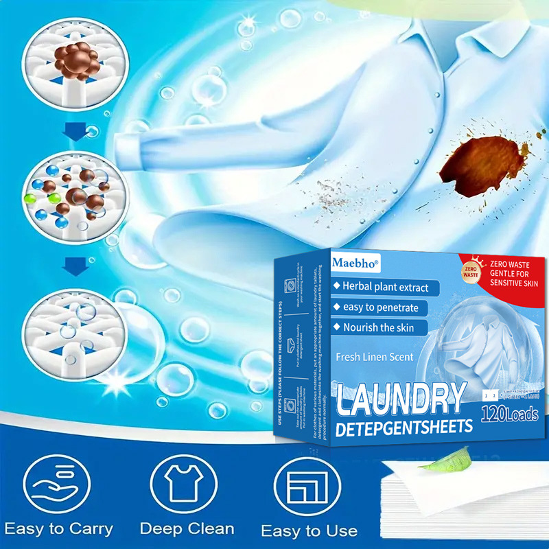 Cross-border Laundry Tablet Laundry Bubble Paper High Activity Strong Decontamination Anti-dyeing Fragrance Clean Easy to Clean Foreign Trade